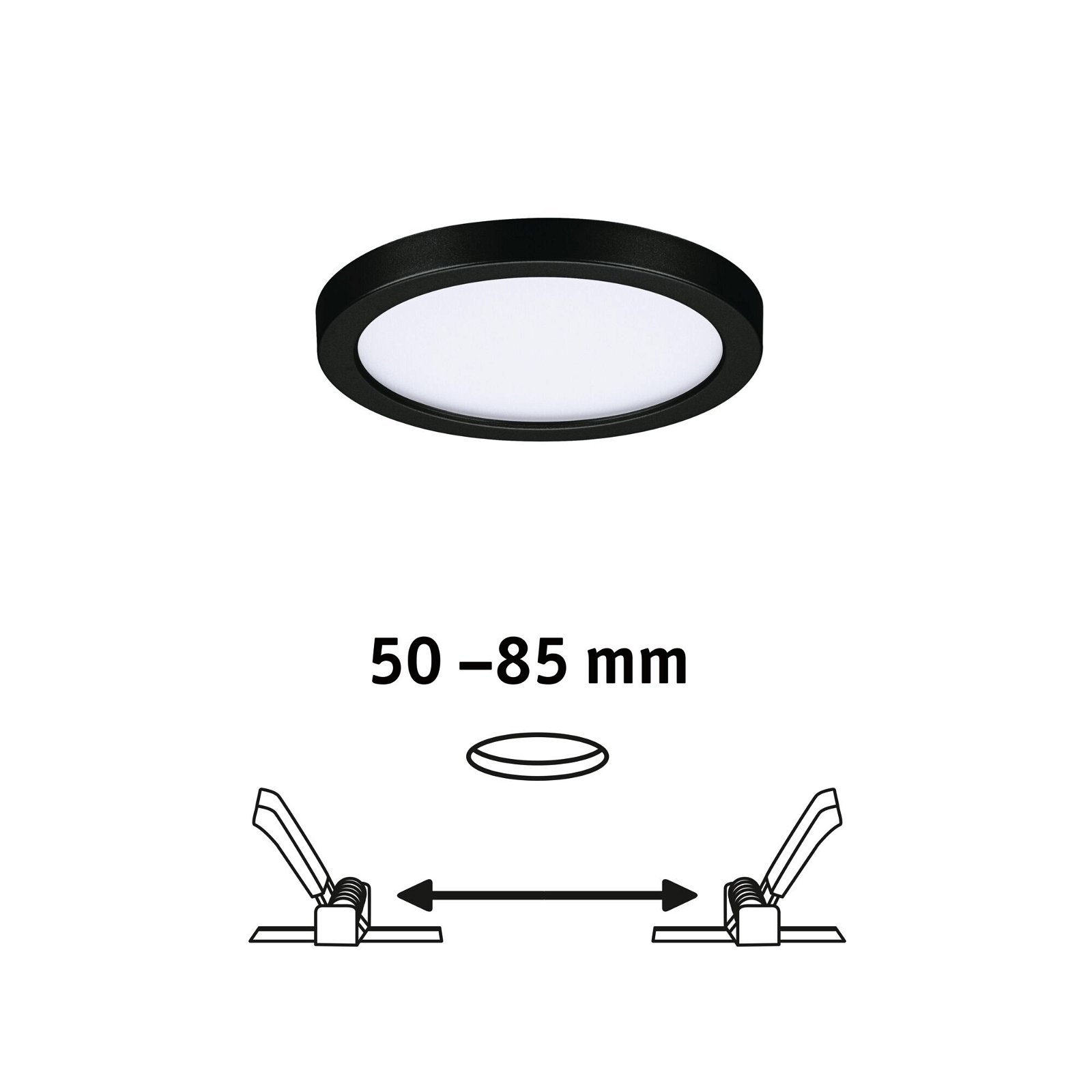 VariFit LED-indbygningspanel Areo IP44 rund 118mm 6,5W 550lm 4000K Sort