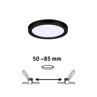 Zwarte LED inbouwlamp met witte diffuser en veerclips voor 50-85 mm inbouwmaat