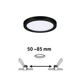 Schwarze LED-Einbauleuchte mit weißem Diffusor und Federklammern für 50-85 mm Einbaumaße