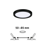 Black LED recessed light with white diffuser and spring clips for 50-85 mm installation size