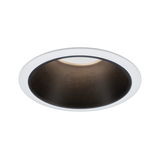Round white recessed spotlight housing with black metal inner ring for LED lighting fixtures