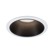 Round white LED recessed housing with black inner ring for modern ceiling lighting fixtures