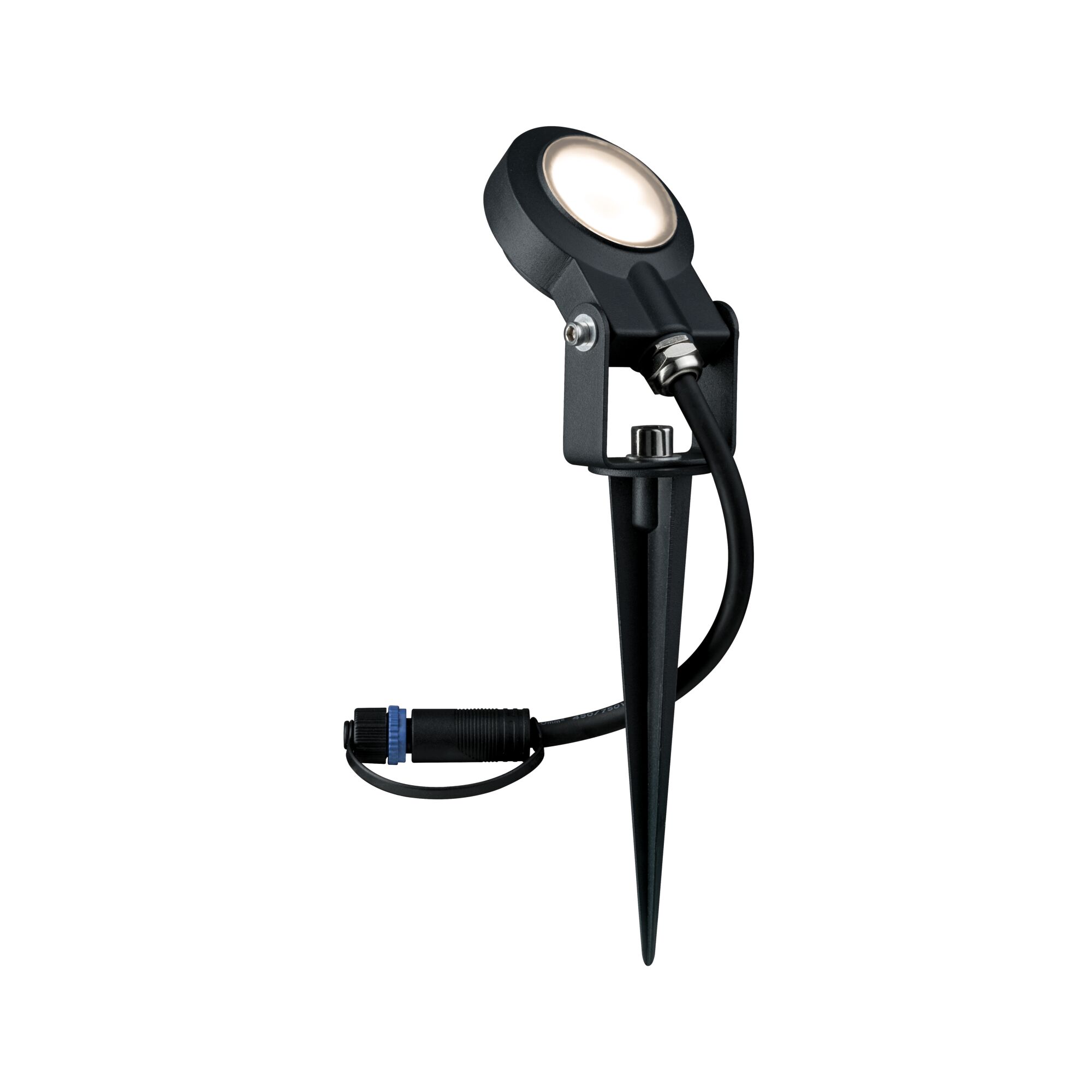 Plug & Shine LED Garden reflektor Sting Jednoduchý spot IP67 3000K 6,4W Antracitová Schwarze LED-Gartenleuchte mit Erdspieß und Kabelanschluss für Außenbeleuchtung und Gartenwege.
