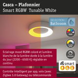 Plafonnier Casca blanc intelligent RGBW avec lumière blanche réglable et dimmable pour salle de bain