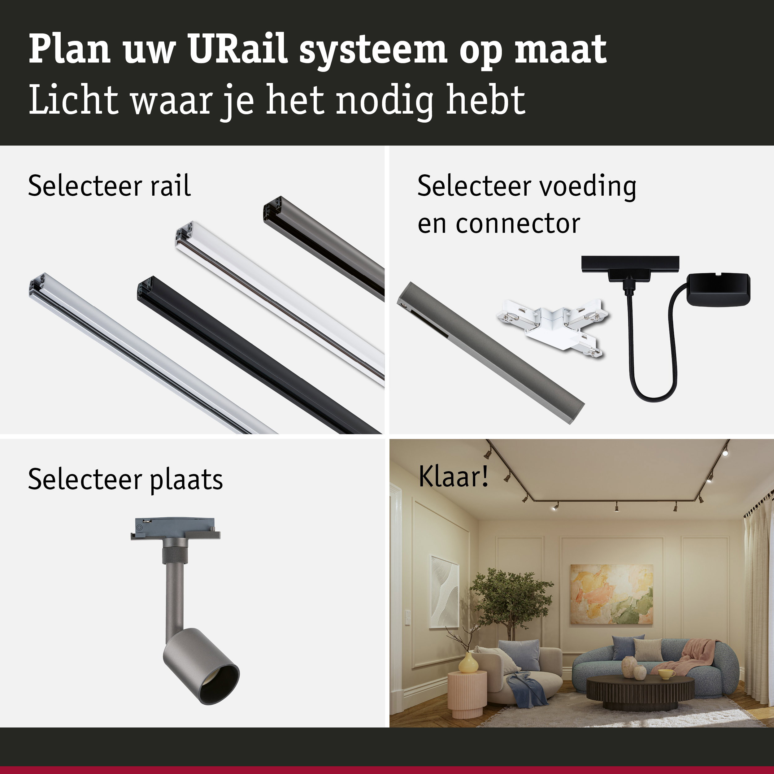 URail Railspot Salt GU10 max. 10W dimbaar 230V Titaanium