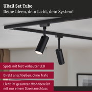 Schwarzes URail Set Tubo LED-Schienensystem mit verstellbaren Spots für Wohnraumbeleuchtung