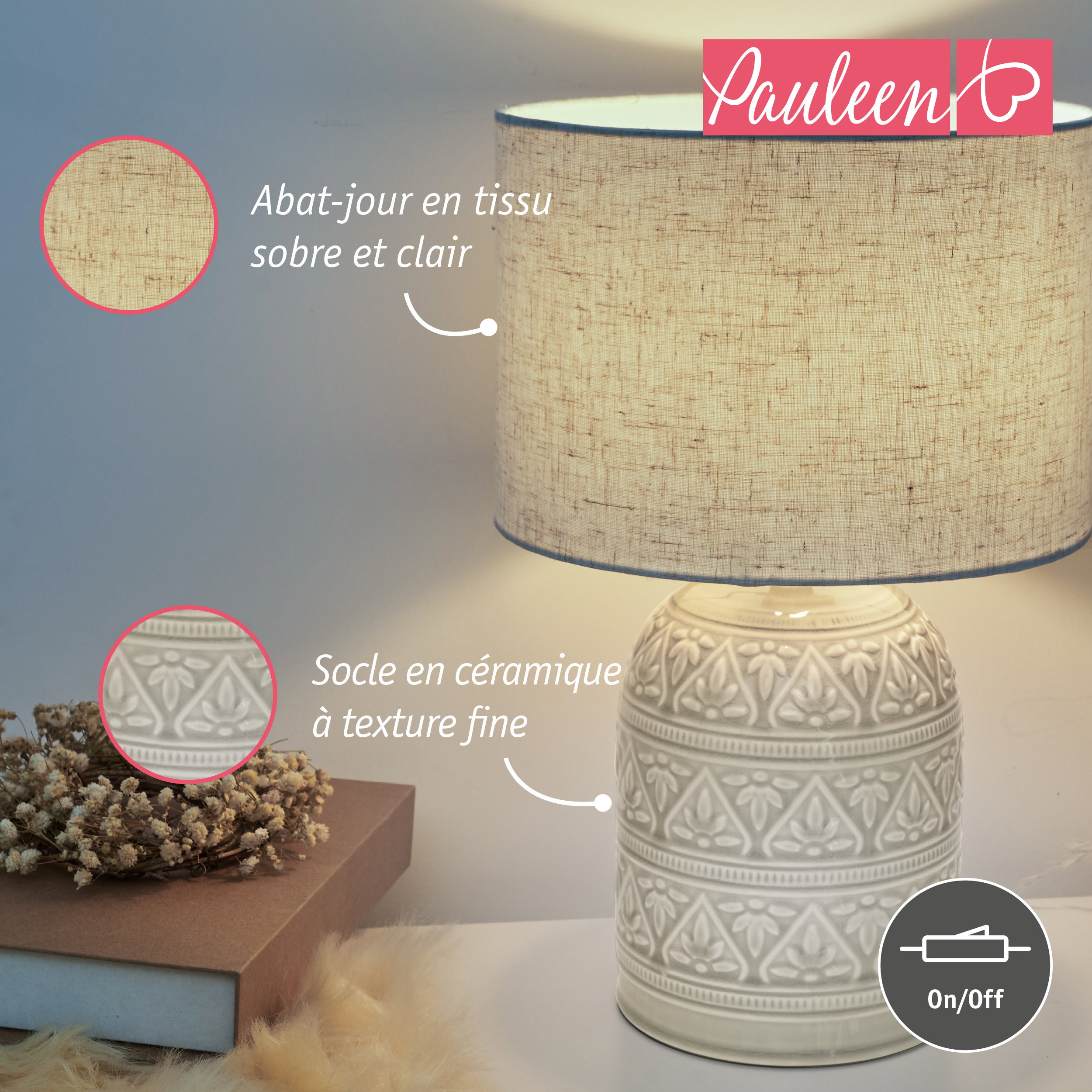 Paulmann Pauleen Lampe à poser Tender Pearl E14 max. 20W Beige