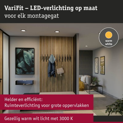 VariFit LED-inbouwspots met warm wit licht 3000K voor efficiënte ruimteverlichting in moderne hal