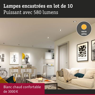 Lot de 10 lampes encastrées blanc chaud 580 lumens pour un éclairage confortable