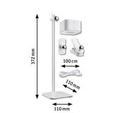 Witte LED-lichtstandaard van 372 mm hoog met accessoires voor slimme verlichtingsoplossingen.