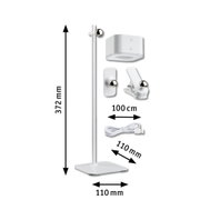 White LED light stand 372 mm high with accessories for smart lighting solutions.