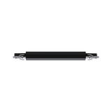 Black aluminum connector with silver clamps for LED track lighting system