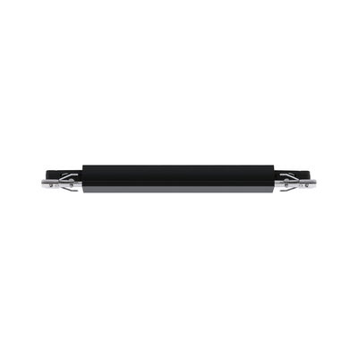 Black aluminum connector with silver clamps for LED track lighting system