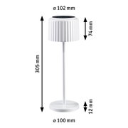 White metal table lamp with ribbed shade and dimensions for LED desk light