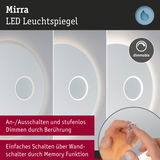 Runder Mirra LED Leuchtspiegel mit dimmbarer Beleuchtung und Memory-Funktion für Wandmontage