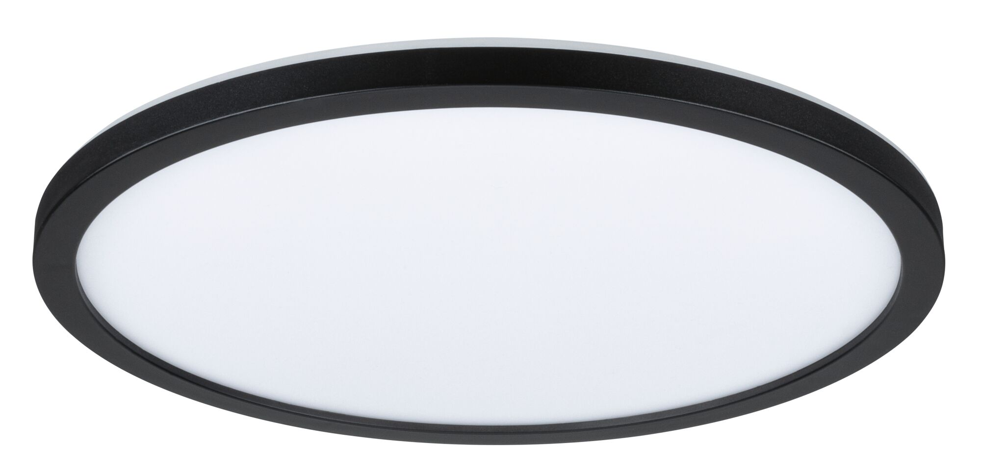 Plafonnier LED rond avec cadre noir et diffuseur blanc pour un éclairage moderne
