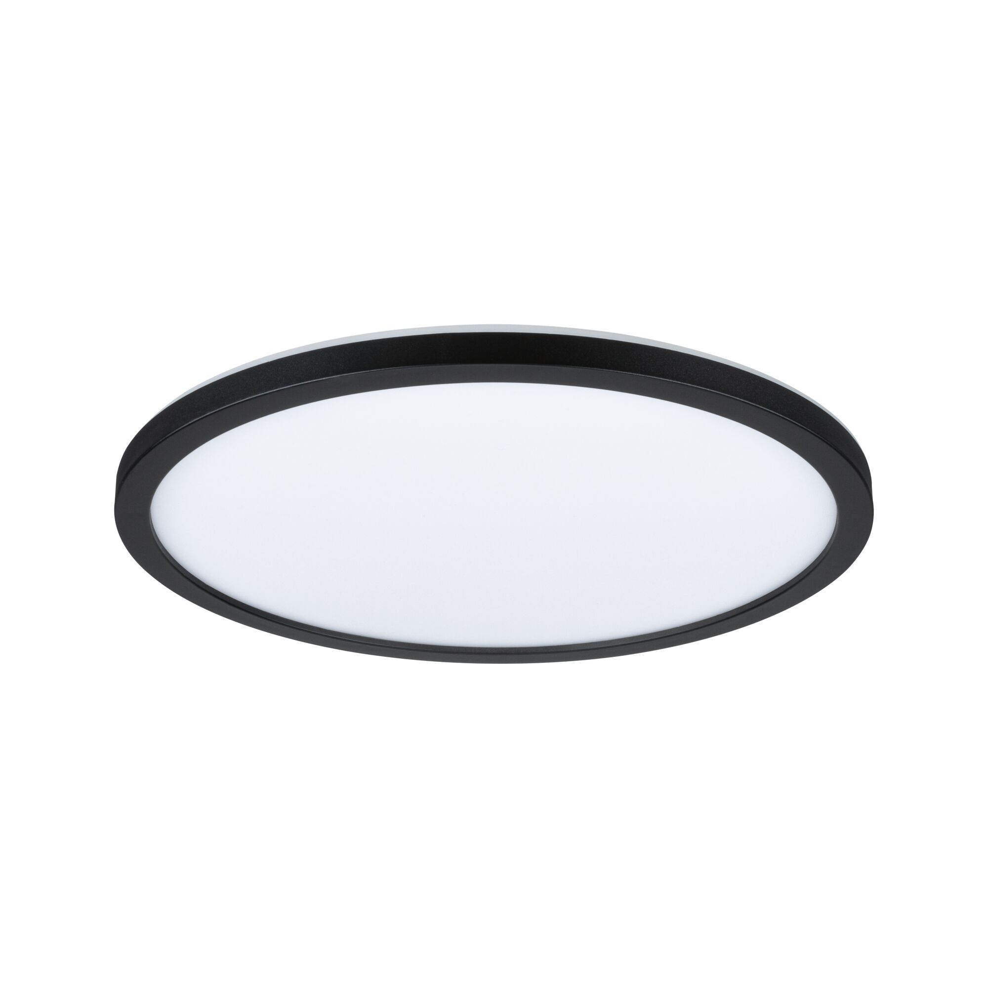 Runde LED-Deckenleuchte mit schwarzem Rahmen und weißem Diffusor für moderne Innenbeleuchtung