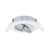 White plastic recessed spotlight with adjustable reflector and spring clips for ceiling installation