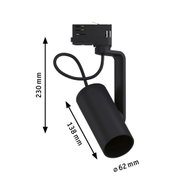 Black metal LED spotlight 230 mm high, 62 mm diameter for modern indoor lighting solutions