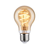Glühbirne mit spiralförmigem LED-Filament in warmweißem Glas und E27-Fassung für dekorative Beleuchtung