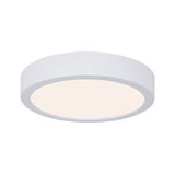 Ronde witte LED-plafondlamp met matte behuizing en warm wit licht voor woonruimtes.