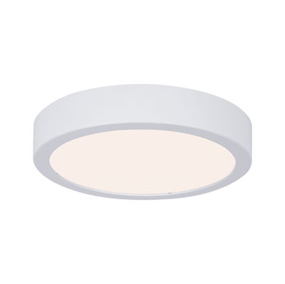 Ronde witte LED-plafondlamp met matte behuizing en warm wit licht voor woonruimtes.