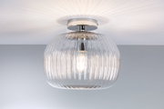 Ceiling light with ribbed clear glass and chrome mount for modern home lighting