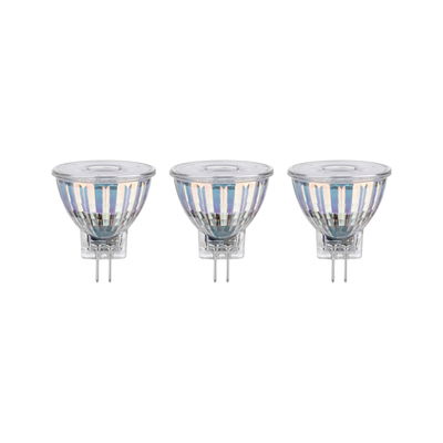 Three clear halogen reflector bulbs with GU5.3 base for energy-efficient lighting