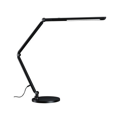 Black metal LED desk lamp with adjustable arm for modern workspace lighting