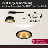 Schwarzes Einbaustrahler-Anschluss-Set mit goldfarbenem Reflektor für GU10 LED-Leuchtmittel, ohne Leuchtmittel