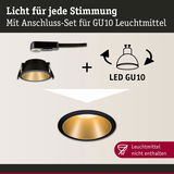 Schwarzes Einbaustrahler-Anschluss-Set mit goldfarbenem Reflektor für GU10 LED-Leuchtmittel, ohne Leuchtmittel