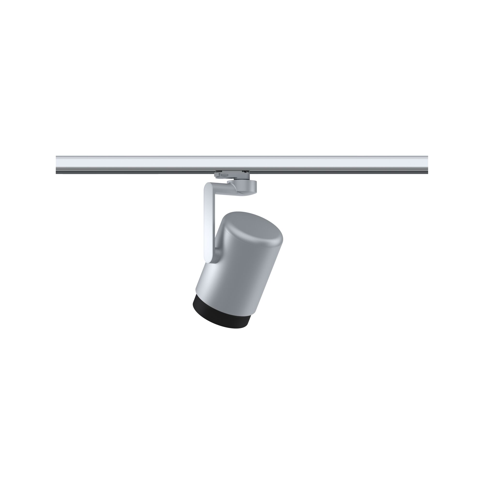 Modern silver metal LED spotlight on track system for flexible lighting solutions