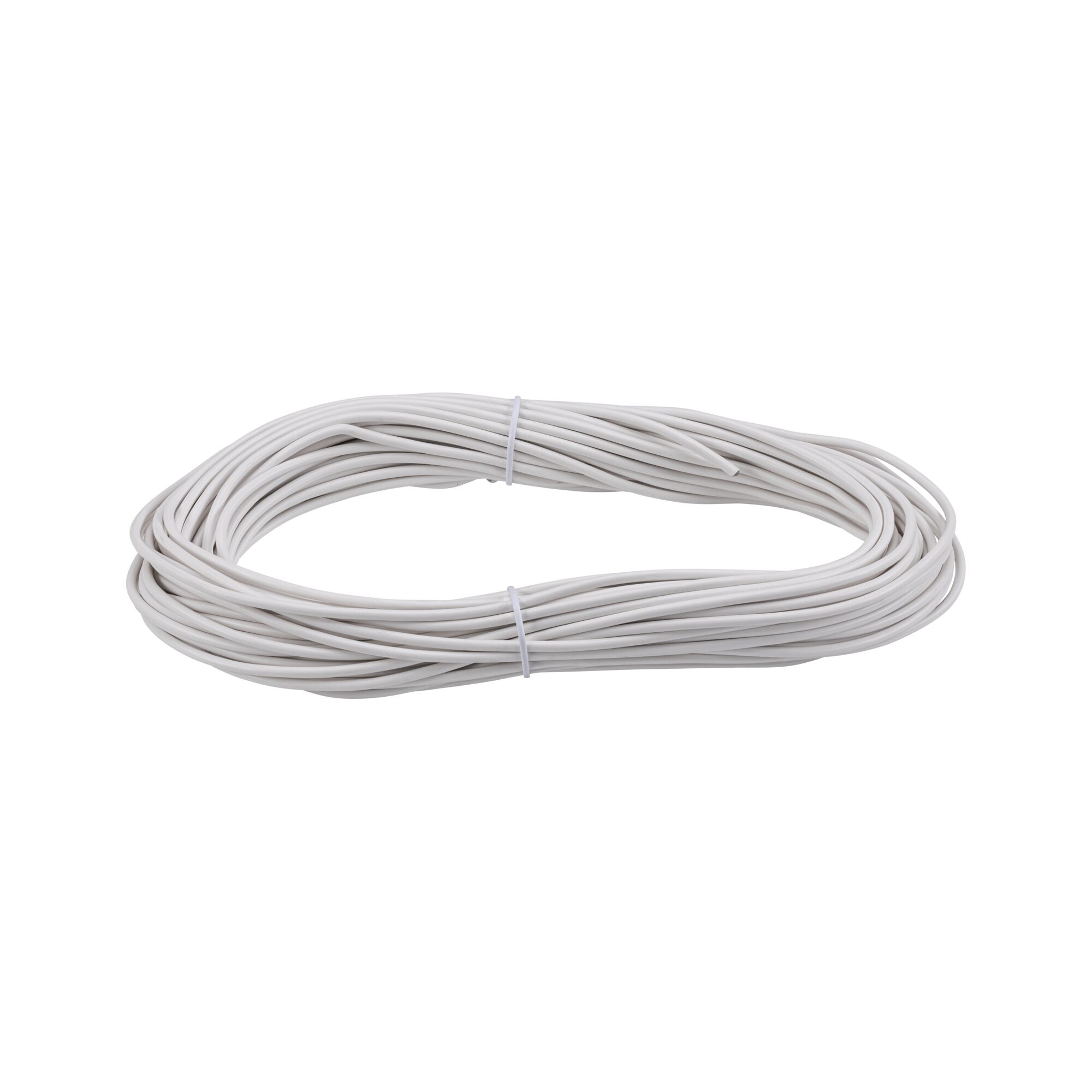 Witte flexibele kunststof elektrische kabel opgerold voor installaties en reparaties