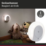 Weißer Nachtlicht-Stecker mit Geräuschsensor reagiert ab 65 dB, ideal für Kinderzimmerbeleuchtung