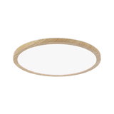 Plafonnier LED rond avec cadre en bois chêne clair pour éclairage intérieur moderne