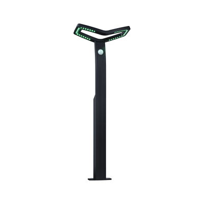Zwarte LED-buitenlamp met bewegingssensor en groen licht voor tuin- en padverlichting