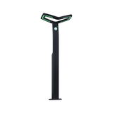 Black LED outdoor light with motion sensor and green illumination for garden and pathway lighting