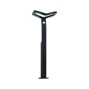 Black LED outdoor light with motion sensor and green illumination for garden and pathway lighting