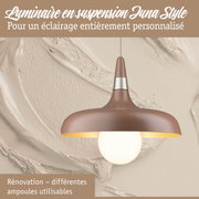 Luminaire suspendu en métal marron avec ampoule à lumière chaude pour éclairage personnalisé