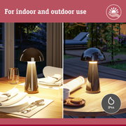 Modern black table lamp with IP44 rating for indoor and outdoor use, perfect for garden and living room