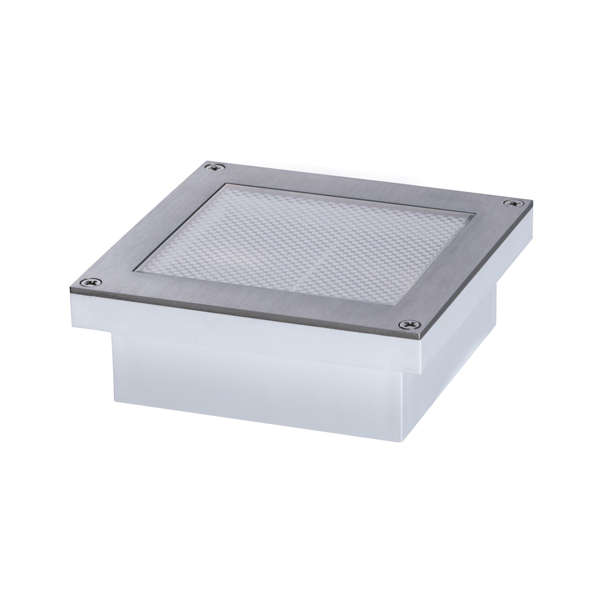 Square stainless steel LED recessed floor light with frosted diffuser for outdoor lighting