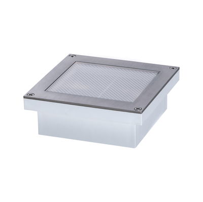Square stainless steel LED recessed floor light with frosted diffuser for outdoor lighting