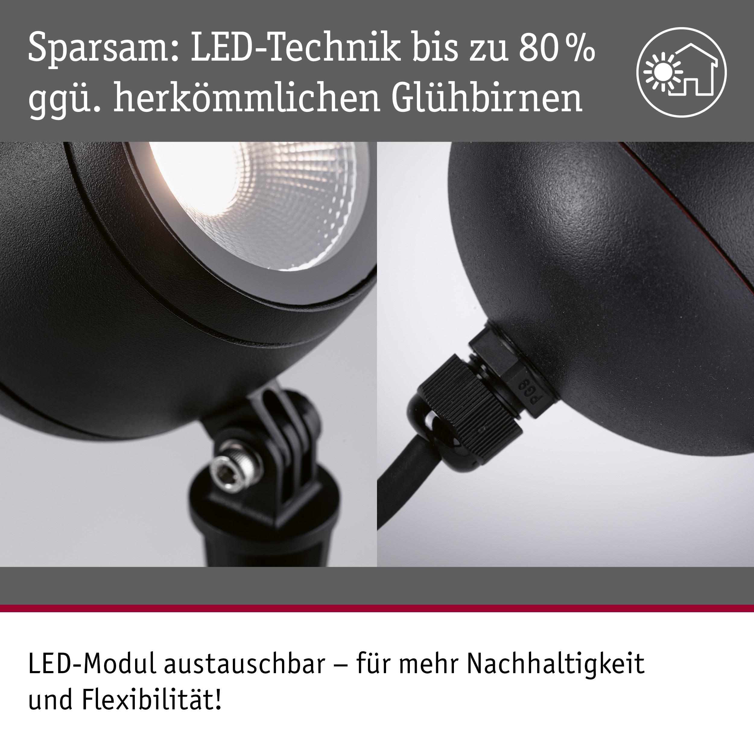 Schwarzes LED-Außenstrahler-Modul mit austauschbarer LED-Technik für energiesparende Gartenbeleuchtung