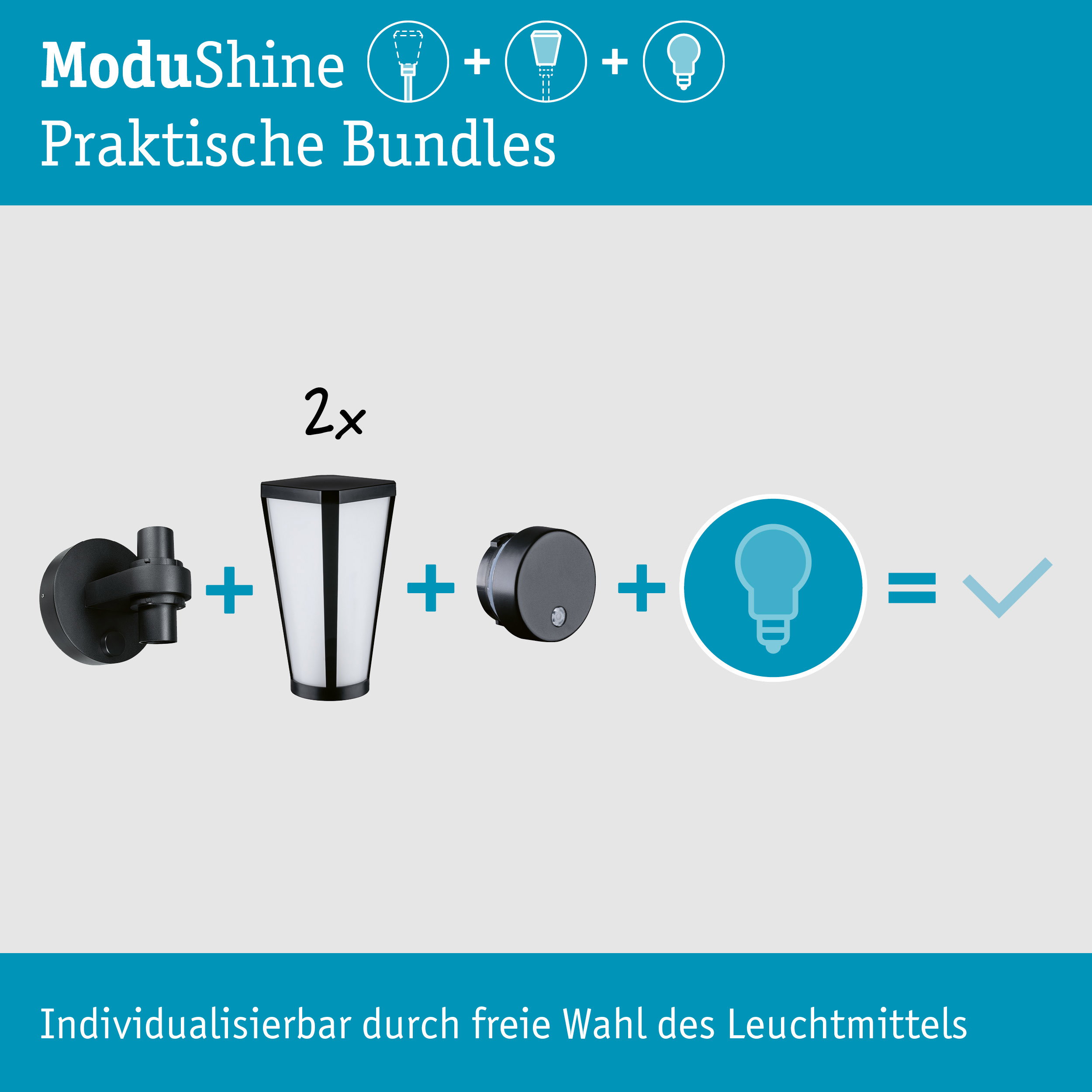 Set ModuShine Wandhalter 2x Mavira mit Sensor Anthrazit