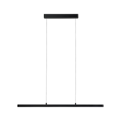 Schwarze LED-Pendelleuchte aus Metall mit schlankem Design und zwei dünnen Aufhängungen für moderne Beleuchtung