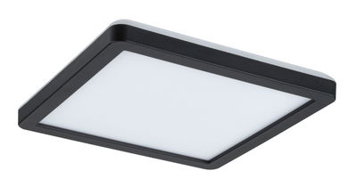 Black square LED ceiling light with white plastic diffuser for modern indoor lighting