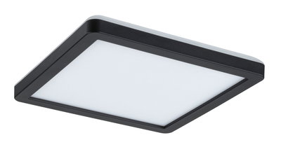 Schwarze quadratische LED-Deckenleuchte mit weißem Diffusor aus Kunststoff für moderne Innenräume
