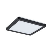 Black square LED ceiling light with white plastic diffuser for modern indoor lighting solutions