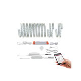 LED-Lichtband Set mit Steuerung, weißes flexibles Band und Zubehör für smarte Beleuchtung per App