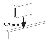 Dessin technique d'un profil rectangulaire avec un espace de 3-7 mm pour installation de bande LED